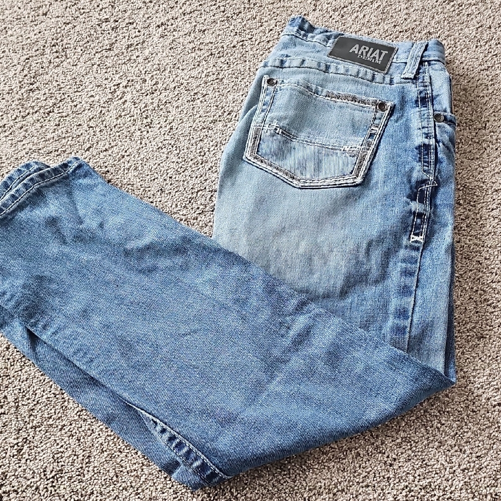Ariat Blue Denim Jeans - Relaxed Boot Cut - Picture 2 of 8